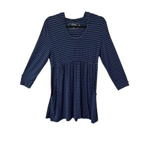 Soma Lounge‎ Dress Striped Navy Blue White 3/4 Sleeve Pockets Medium